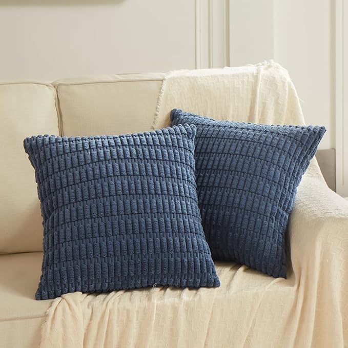 Fancy Homi 4 Packs Decorative Throw Pillow Covers for Living Room Couch Bed, Modern Farmhouse Boho Home Décor Accent Cushion Case, 20" x 20", Dusty Blue