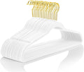 MIZGI Premium Velvet Hangers Pack 60 Pcs Heavyduty - Non Slip Slimline - Velvet Suit Hangers White - Gold Hooks,Space Saving Clothes Hangers