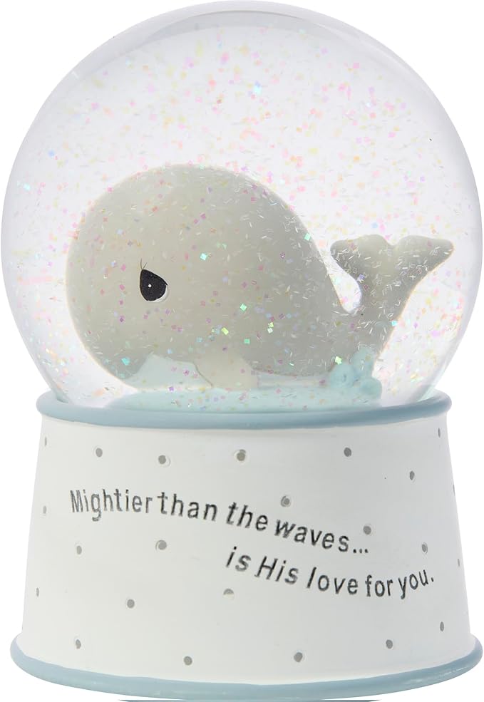 Precious Moments Mightier Than the Waves Brahms' Lullaby Whale Musical Resin/Glass Snow Globe, One Size, Multicolor