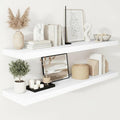 Vivelove 2" Thick Floating Shelves, 47.2 Inch X 12 Deep Shelves for Room Wall Mounted, Floating Shelf for Living Room Bedroom Bathroom Kitchen Laundry Room, Set of 2 White