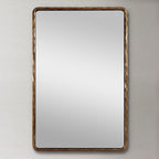 ANDY STAR Hand-Forged Gold Bathroom Mirrors for Wall, 24x36 Inch Vintage Solid Steel Metal Frame Bathroom Vanity Mirror, Antique Rounded Rectangle Wall Mirror, Hangs Horizontally or Vertically