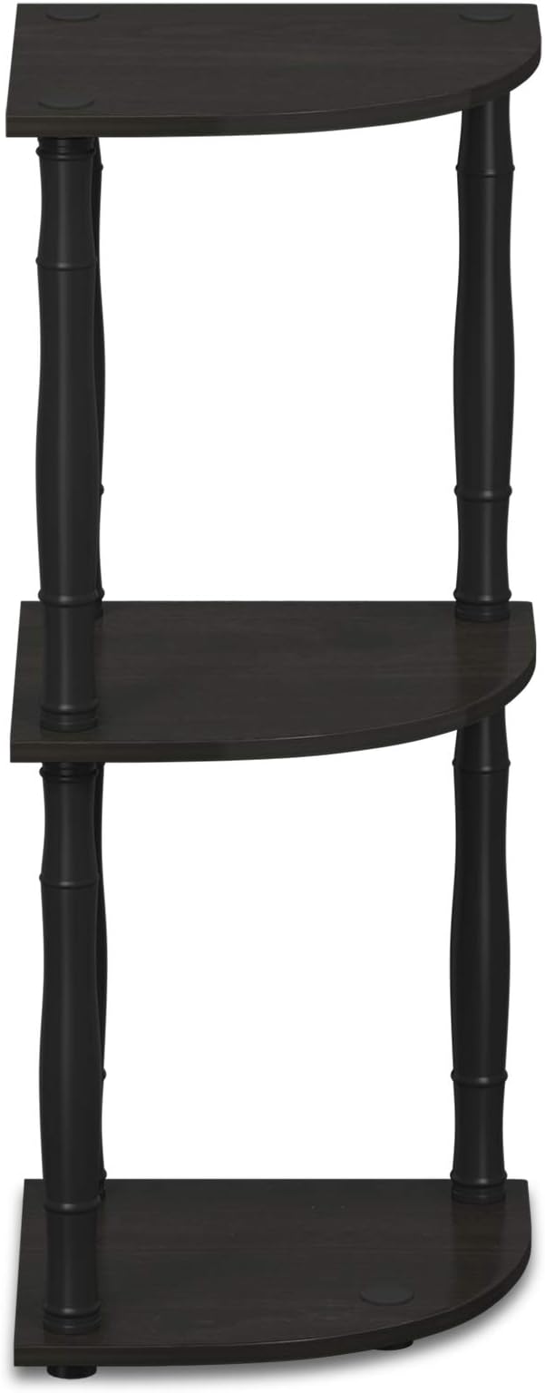 Furinno Turn-N-Tube 3-Tier Corner Display Rack Multipurpose Shelving Unit with Classic Tube, Espresso/Black