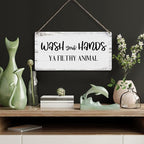 Wash Your Hands ya Filthy Animal Sayings Home Wall Decor Wooden Signs Rustic Farmhouse Hanging Wall Plaque Sign Bathroom Gift