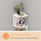 ShellKingdom Corner Shelf Wall Mount, 5 Tier Corner Bookshelf, Floating Display Shelves for Home, Living Room, Bedroom, Office, Bathroom, Small Spaces Decorations, 7.87 X 7.87 X 33.46 INCHES (White)