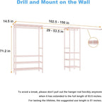 Ulif E11 Heavy-Duty Garment Rack, Metal Freestanding Clothes Rack and Closet Storage Organizer System with 8 Shelves and 4 Hanger Rods, (73.2-97.6)" W x 14.5" D x 71.2" H, Load 1034 LBS, Pink