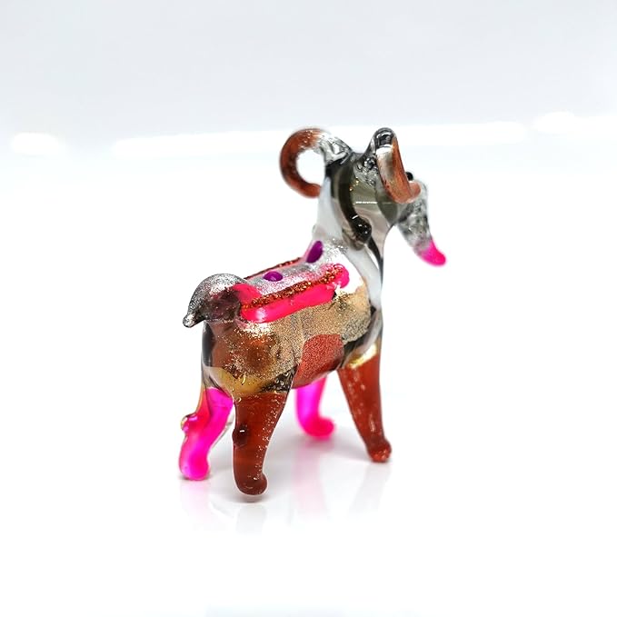Goat Micro Tiny Figurines Hand Blown Glass Art Animals Collectible Gift Home Décor (Multi-Black)