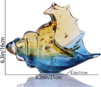 DOVDOV Hand Blown Glass Conch Statues, Blue and Amber Glass Art Figurines, Conch Shells for Coastal Home Decor, Living Room TV Stand and Bookcase Decor, Bathroom Shelf Tops and Cabinet Decor.