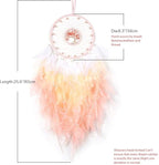 Dreamlike Tree of Life Dream Catcher Wall Decor Pink Dream Catcher with Healing Crystal Stone Handmade Feather Dreamcatchers Home Decor Wall Hanging for Girls Bedroom Living Room Wedding Party-25.6"
