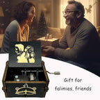 Youtang Lalaland Music Box Hand Crank Musical Box Carved Wooden,Play (Lalaland Theme, Black)