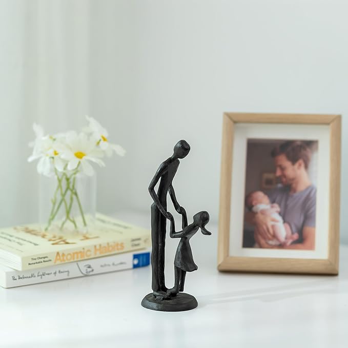 Sziqiqi Figurines Gifts for Father - Dad Daughter Iron Statues Father Daughter Love Sculpture Decoration for Fathers Day Wedding Christmas Birthday Gifts for Dad for Son Husband