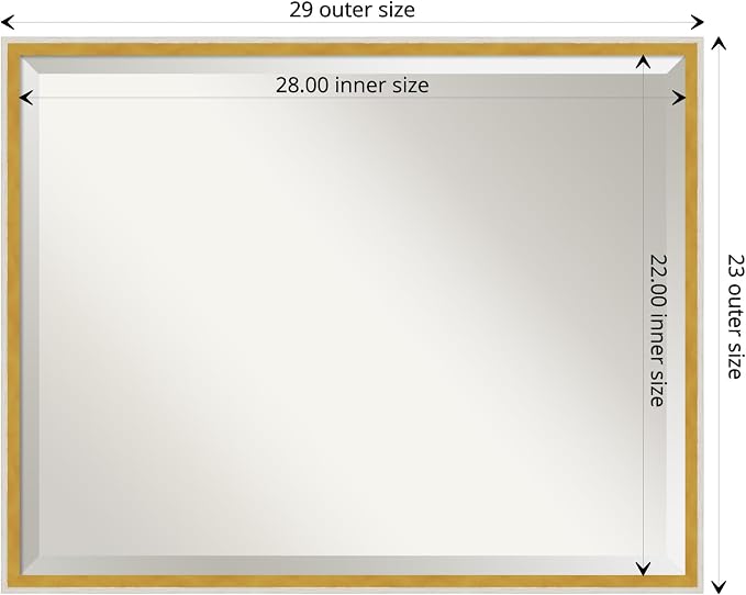 Amanti Art White Wall Mirror 23x29 Paige White Gold Rectangle Bathroom Mirror for Wall Decor Living Room, Large Modern Wood Frame, Hangs Horizonally and Vertically, Bathroom Decor, Beveled Edge
