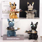 Modern Decor Resin Gray Bulldog Tray Statue Tray Storage Key Holder Candy Jewelry Earrings Tray Suitable for Home Decor Modern Art Dining Table Decor Office Small Object Tray (Gray)
