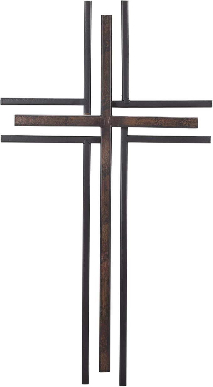 Dicksons Galvanized Look Double Layer 16 inch Decorative Metal Decorative Hanging Wall Cross