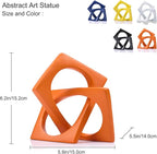LCCCK Modern Geometric Sculpture Orange Knot Statue Decor, Home Orange Bookcase Centerpiece Jax Decorative, Geometric Tabletop Sculpture and Figurines, for Home Decor Accent Cube Decorative Ornaments
