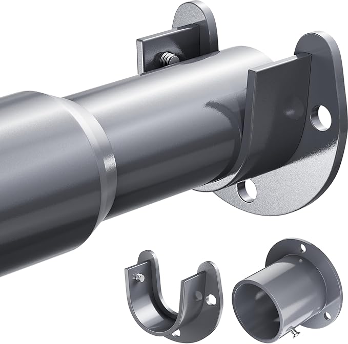 Mavivegue Closet Rod, 17 to 57 Inch Adjustable Closet Rods for Hanging Clothes, Silver Hanging Rod for Closet Wardrobes Laundry RV, Bathroom