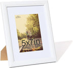 KTKDE 5x7 Picture Frame, Photo Frame White with Real Glass for Picture 4x6 photo with Mat or 5x7 photo without Mat, Composite Wood Picture Frames for Table Top and Wall best gift