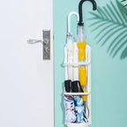 BESPORTBLE Wall-Mounted Umbrella Stand Rack with Drip Tray Space-Saving Storage Organizer for Home Office Entryway Sturdy White Hanging Umbrella Holder for Restaurants and Families