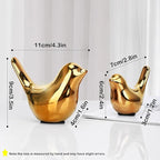 Small Animal Statues, Gold Bird Figurines Home Decor, Modern Home Decorative, Ceramic Decor for Office Desktop, Bookshelf, Bedroom, Living Room, Cabinets (Gold 2 Pcs)