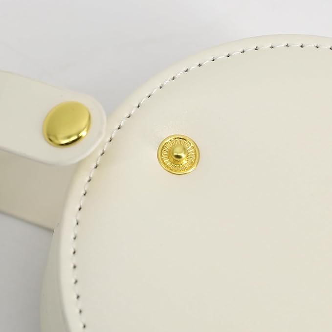 COLLECTIVE HOME - Travel Jewelry Case, Elegant Half-Moon Design with Gold Monogram, Detachable Handle, Personalized Accessory Organizer, Gift for Fashion-Forward Women and Teens (v)