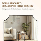 ANDY STAR Brushed Nickel Mirror 30x48 Inch, Large Scalloped Bathroom Mirror, Anti-Rust Stainless Steel Metal Thin Frame Deep 1’’, Unique Rectangle Mirror Hangs Vertically or Horizontally