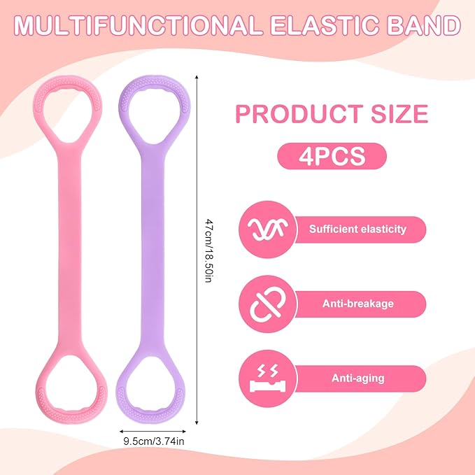 Figure 8 Fitness Resistance Bands, 4-Pack TPE Workout Bands for Women, Arm Back Shoulder Toner for Home Gym, Yoga, Physical Therapy - Strength Training & Stretching Elastic Ropes