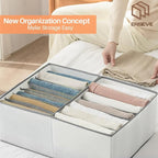 Wardrobe Closet Organizer and Storage for Clothes - 7 Grids Foldable Drawer Dividers Organizers for Jeans | Pants | Shirts | Leggings, Stackable Clothing Bins for Closets Organization (1PCS)