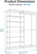 VIPEK S2 Heavy Duty Clothes Rack with Shoe Shelves Freestanding Clothing Rack with 6-Tier Shoe Rack, Double Hanging Rod, Adjustable Shelf, Walk in Closet Organizer Garment Rack, White
