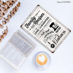 Funny Kitchen Signs Decor-Kitchen Farmhouse Decor-Personalized Kitchen Metal Sign-Retro Kitchen Counter Accessories-12x8 Inch Hanging Plaque Home Wall Decorations-Family Recipes