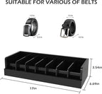 Belt Organizer for Drawer - Bamboo Belt Storage Organizer | Belt Rack for Closet Wall Mount Men Women Tie Sock Bra Scarf Ribbon (Black, 2 * 7Grids)
