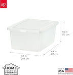 IRIS USA 12-Pack Storage Bins with Lids, 17 Quart, Shoe Boxes Clear Stackable Containers Organize Shoes Closet Shelves, Classroom Organization Teacher Tools, Game Storage - BPA-Free Plastic