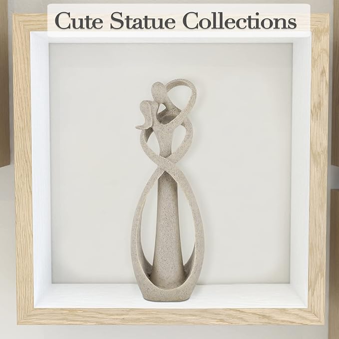Trycooling Kissing Lovers Statue Abstract Sculpture Resin Statues for Home Decor Modern Home Office Desktop Shelf Bookshelf Decor (Sandstone, Small)