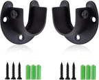 Stainless Steel Closet Rod Bracket, 1-1/2 Inch Diameter Closet Rod Holder 2 Pcs, Heavy Duty Curtain Rod Holder, Black Closet Rod Support with Screws