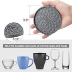 ME.FAN Silicone Coasters with Holder,[6 Pack] Drinking Coasters - Cup Mat for Hot or Cold Drinks, Thickened, Non-Slip, Non-stick,Deep Tray Light Purple