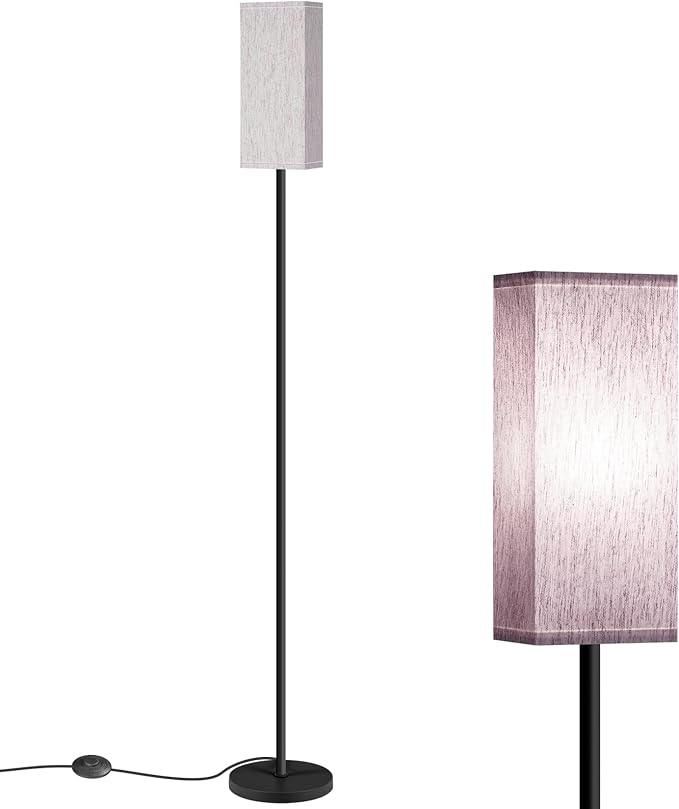64.6" Floor Lamp, Pole Lamp with Foot Switch, Modern Standing Lamp, Minimalist Freestanding Lamp (Bulb Not Included), for Living Room, Bedroom, ETL Listed, Black and Taro Purple AZ07LD05