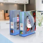 Acrimet Magazine File Holder Bin Storage, Vertical Rack for Documents, Folders and Mail, Durable Plastic Desk Organizer for Office & Home (Clear Blue Color) (2 Pack)