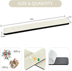 Vuzvuv 8 pcs Bulletin Board Bar Strips with 50 Pushpins & 10 Wooden Clip pins，Self Adhesive Cork Board for Wall，Felt Pin Board for School，Office Decor(Cream White)