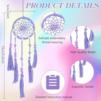 INFUNLY 24 Set DIY Small Dream Catcher Kit Candy Colors Round Mini Dream Catcher Kit Handmade Dreamcatcher Kit with Instructions Boho Hanging Ornament Making Kit for Bedroom Car Mirror Keychain Bag