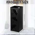 Metal Umbrella Holder Square Umbrella Stand Rack for Entryway Freestanding Rain Collection Umbrella Organizer Heavy Canes Walking Sticks Stand Rack for Indoor Home Office, 6.4" x 6.4" x 16.3", Black