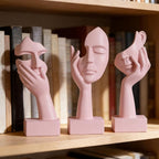 3 Pcs Thinker Small Statue Set - Pink Art Abstract Home Accent Figurines for Decor Woman Apartment Bookshelf Floating Shelf Coffee Table Office Desk Bathroom Counter Decor (3 Pcs Pink, 6")