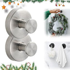 Silver Wreath Hangers for Front Door, Large Suction Cup Wreath Hooks for Halloween Fall Christmas Decorations, Removable and Reusable Wreath Holders for Welcome Sign Window Glass Indoor Outdoor