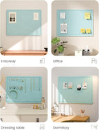 Fluxynara Bulletin Board, 23.6" x 17.5" Cork Board Alternative with 12 Safe Removable Adhesive Tabs, Foldable Felt Pin Board for Home Office, Classroom, Bedroom,Entryway for Walls—Aqua Blue