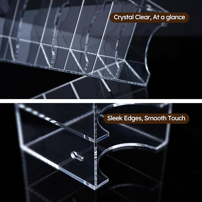 FEMELI Belt Organizer, Acrylic Belt Storage for Closet with Dust Cover, 5 Compartments Belt Container Display Holder for Drawer, Clear Belt Tie Case for Women Men Home