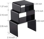 Chuangdi 2 Sets Acrylic Display Risers, Product Stand, Jewelry Display Riser Shelf Showcase Fixtures for Dessert Cupcake Candy Figure Treat Action Showcase(Black,Small Set)