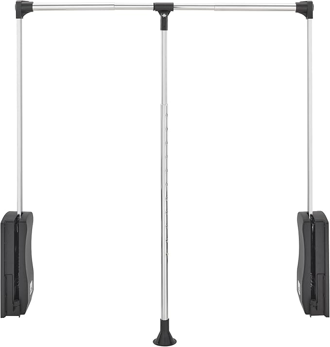 Rev-A-Shelf 26"-35" Pull Down Adjustable Side Mounted Closet Rod for Kitchen/ Bathroom Cabinets with Telescoping Handle & Hardware, Chrome, CPDR-2635