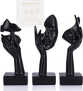 3 Pcs Thinker Large Statue Set - Black Art Abstract Home Accent Figurines for Living Room, Bedroom, Shelves, Office Desktop, Coffee Table Decor, Gift for Women (3 Pcs Black, 9")