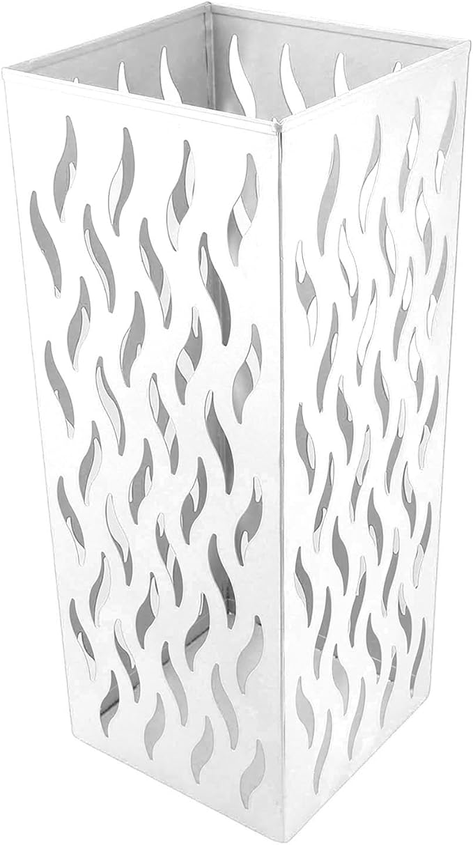 Tyenaza Metal Umbrella Holder, Round Proof Umbrella Storage Organizer Hollow Copper Pattern Umbrella Organizer Bin Umbrella Stand for Home Hotel (White)