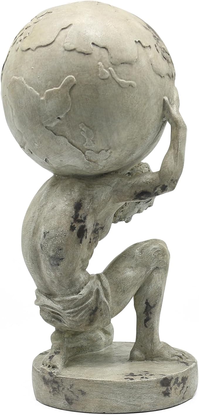 Lukitas Atlas Holding Up World Statue and Sculpture, Lifting The Earth Figurine Decor, Creative Ornament for Home Office Living Room, Resin 11.5''