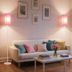 64.6" Floor Lamp, Pole Lamp with Foot Switch, Modern Standing Lamp Shade, Minimalist Freestanding Lamp (Bulb Not Included), for Living Room, Bedroom Office ETL Listed,White and Pink WP07LD05