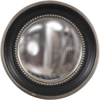 Howard Elliott Patterson Convex Round Hanging Accent Wall Mirror, Matte Black and Silver Leaf, for Bedroom Entrway or Any Room, 16 Inch