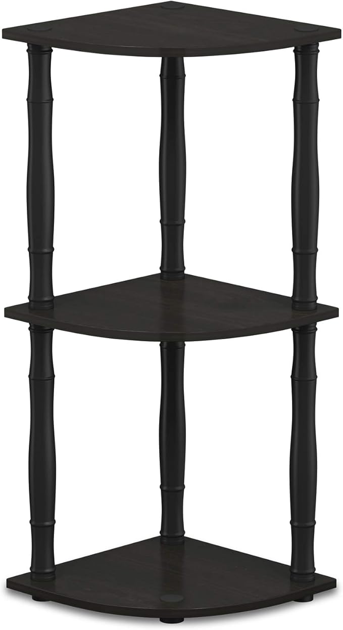 Furinno Turn-N-Tube 3-Tier Corner Display Rack Multipurpose Shelving Unit with Classic Tube, Espresso/Black